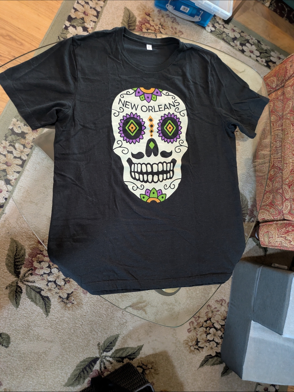 $3/12 - Black New Orleans Sugar Skull Short Sleeve Tee